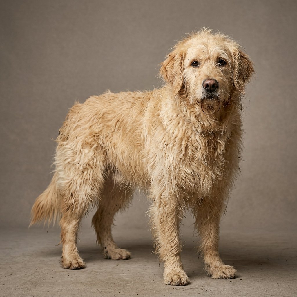 Messy scruffy dog before grooming