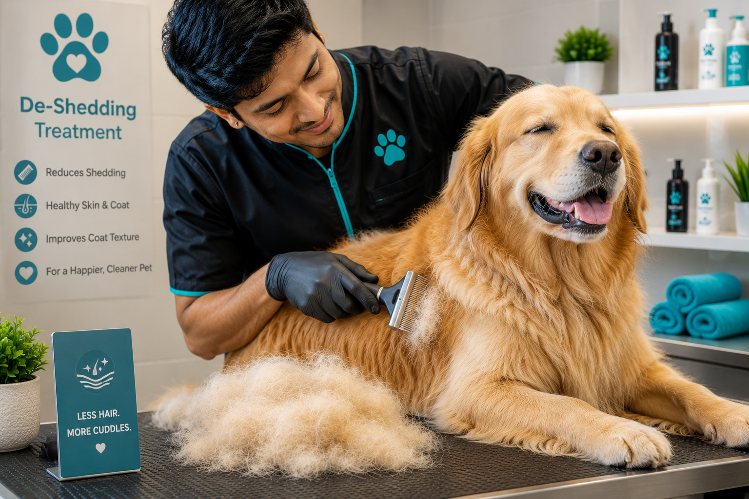 Fluffy Chow Chow in grooming bath